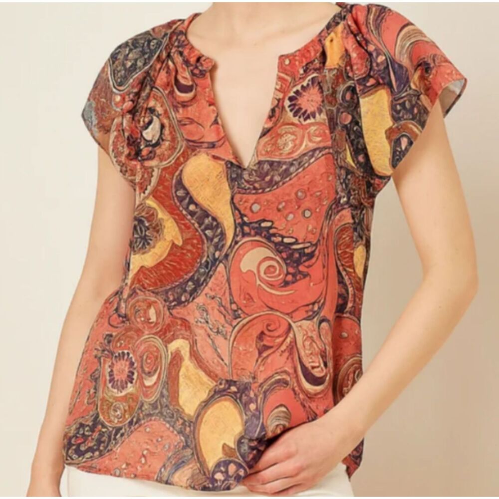 Joie Chiffon Pink Printed Blouse Size XS